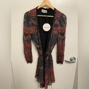 Line and dot dress with beautiful multicolor pattern